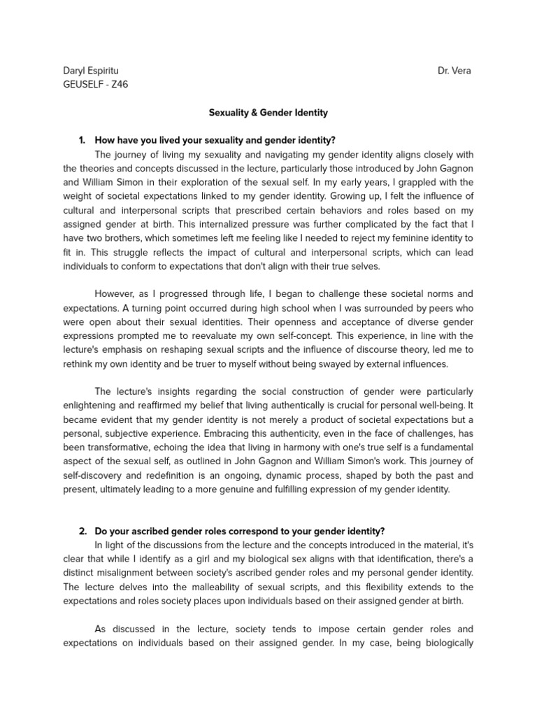 (GEUSELF) Sexuality & Gender Identity | PDF | Gender | Gender Studies