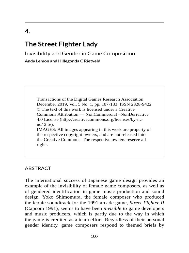 The Street Fighter Lady Invisibility and Gender in | PDF