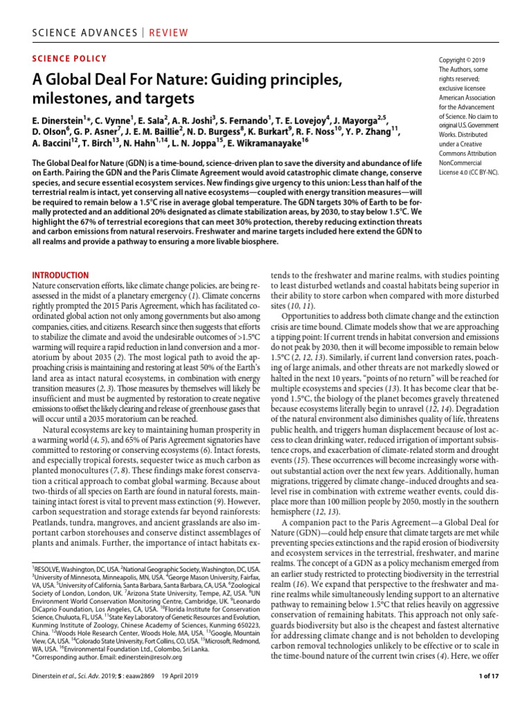 Sciadv Aaw2869 | PDF | Biodiversity | Conservation Biology