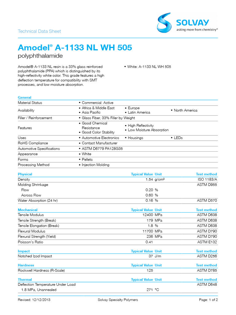 Amodel® A-1133 NL WH 505 Datasheet | PDF | Applied And ...