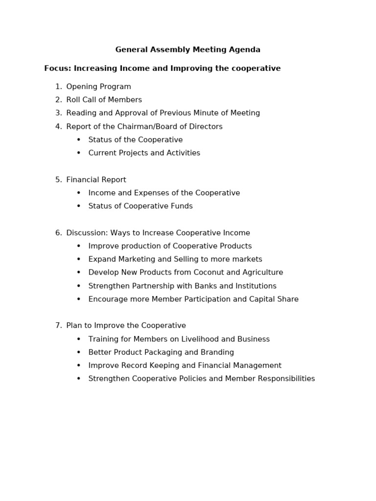 General Assembly Meeting Agenda | PDF