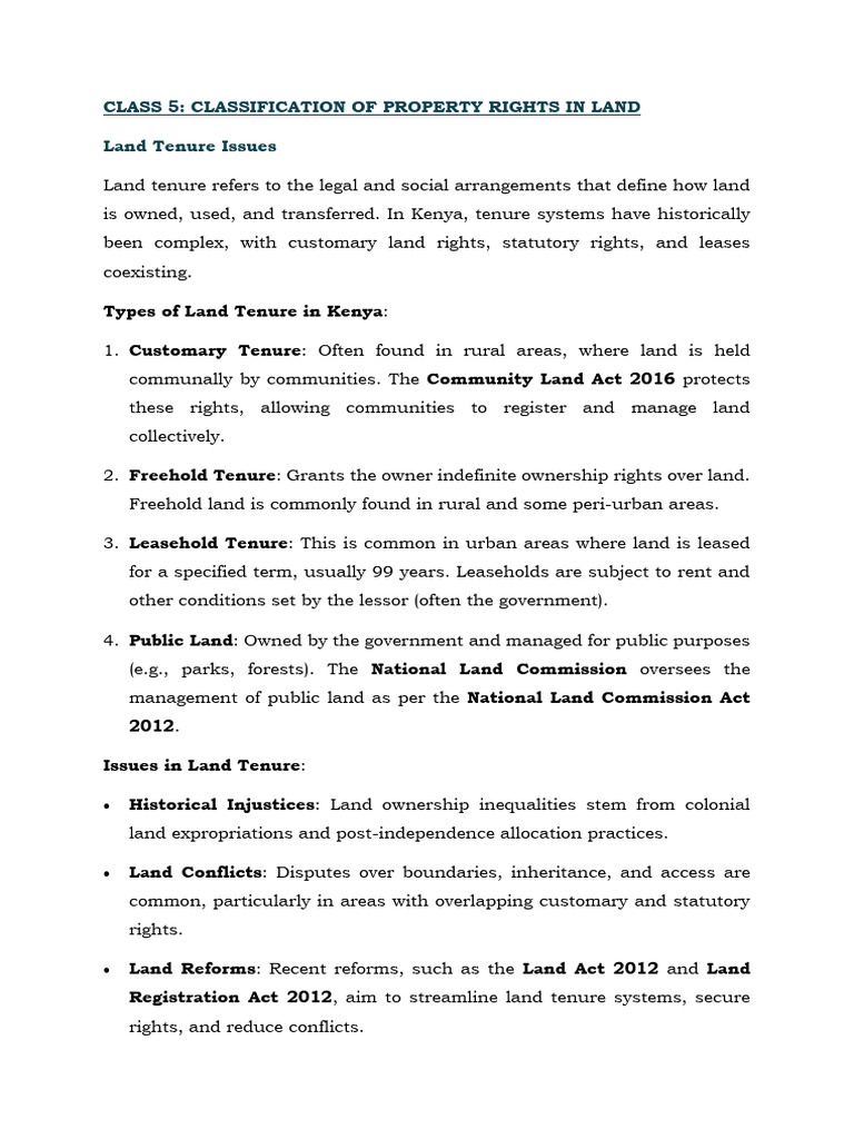 Class 5 Classification of Property Rights in Land | PDF | Concurrent ...