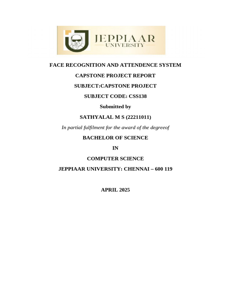 Final Report Sathya | PDF | Deep Learning | Biometrics