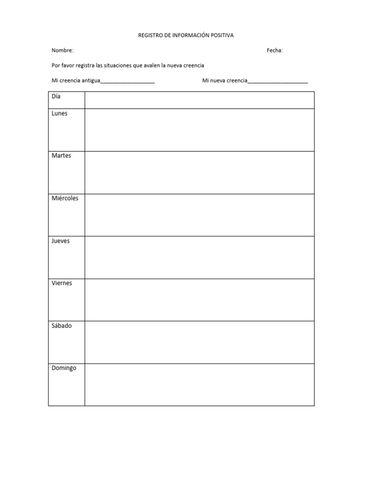 Formato 11. Registro de Información Positiva | PDF