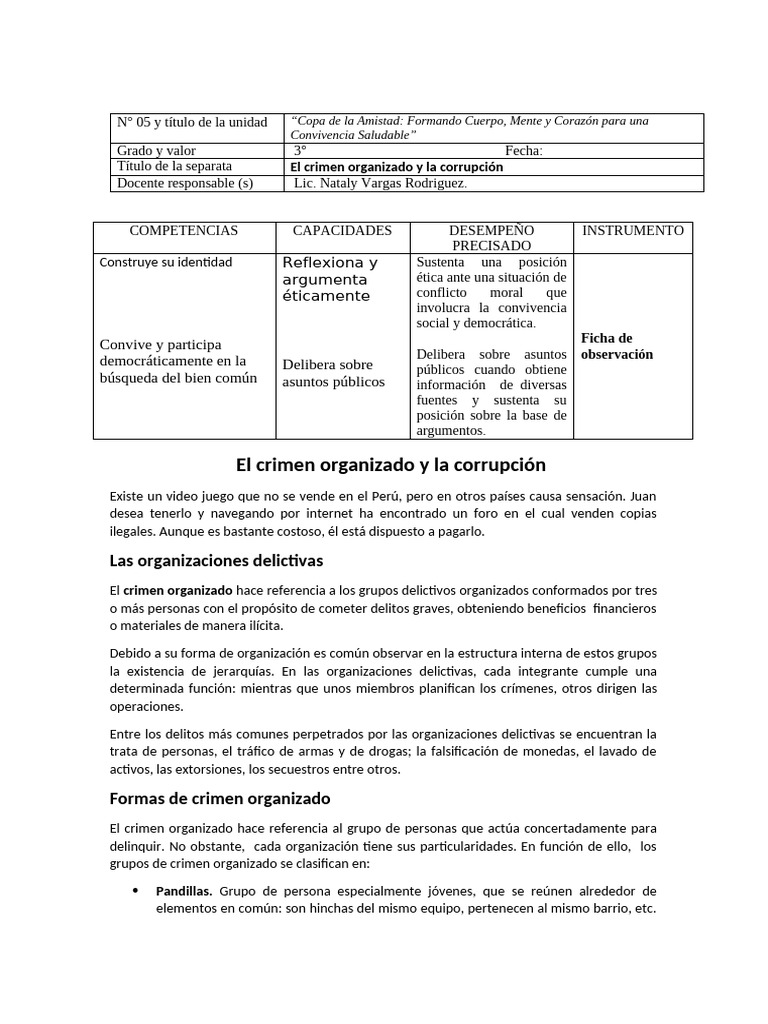 El Crimen Organizado y La Corrupcion | PDF | Crimen organizado ...