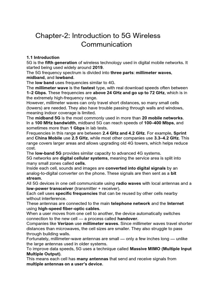 Introduction To 5G Wireless Communication | PDF | Cellular Network | 4 G