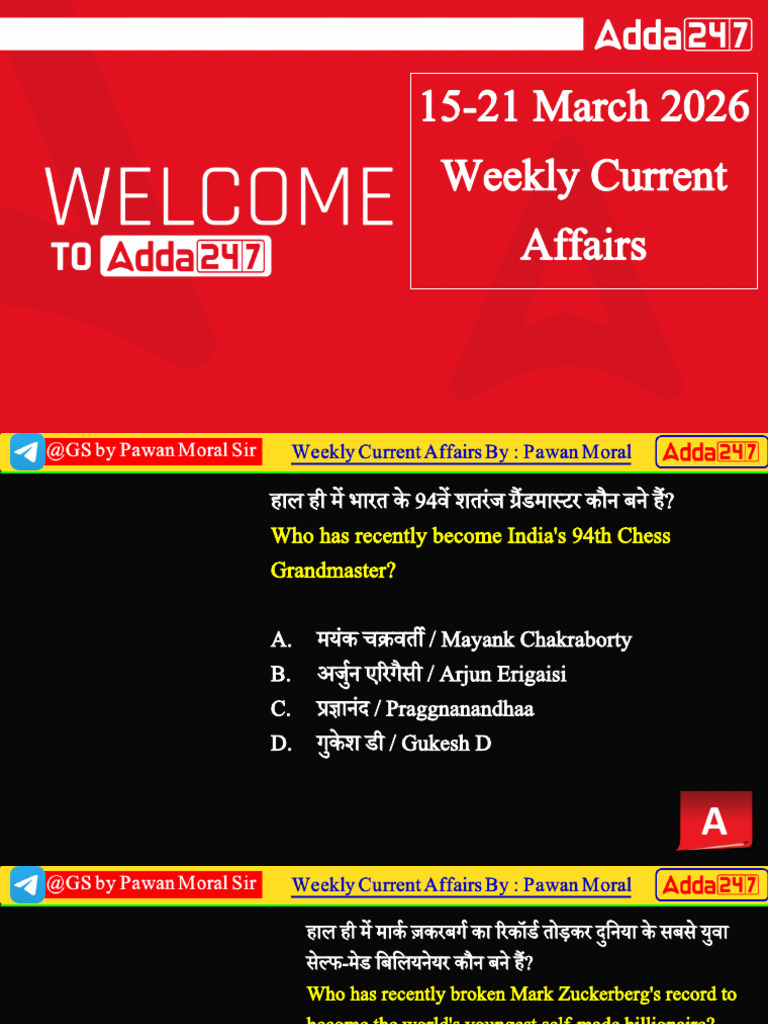 15-21 March 2026 Weekly Current Affairs | PDF