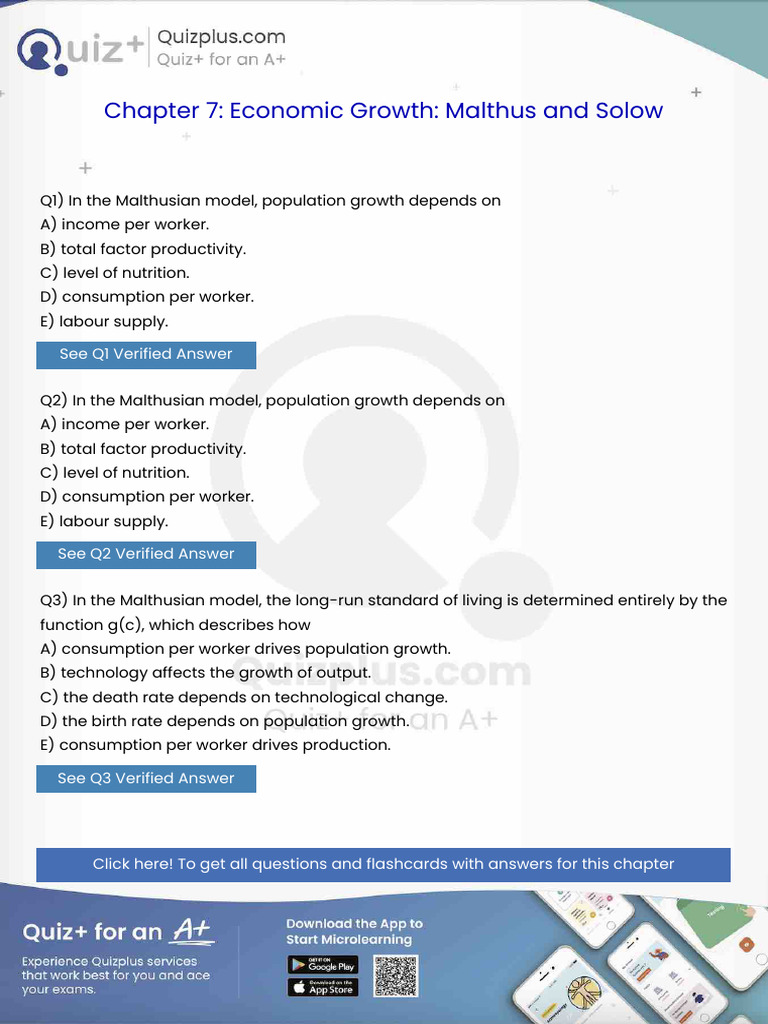 In The Malthusian Model Population Growth Depends On | PDF | New ...