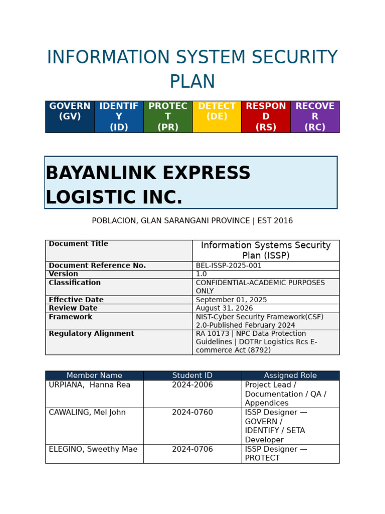 Information System Security Plan | PDF | Cloud Computing | Logistics