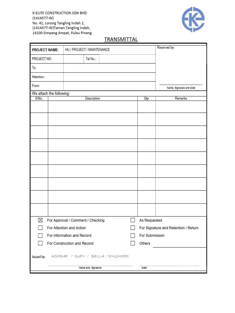 Transmittal Form | PDF