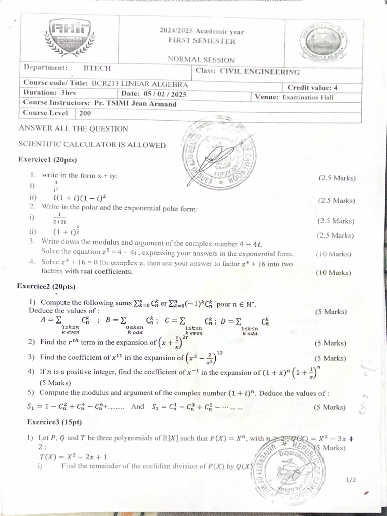 Algebra Sn1 2025 | PDF