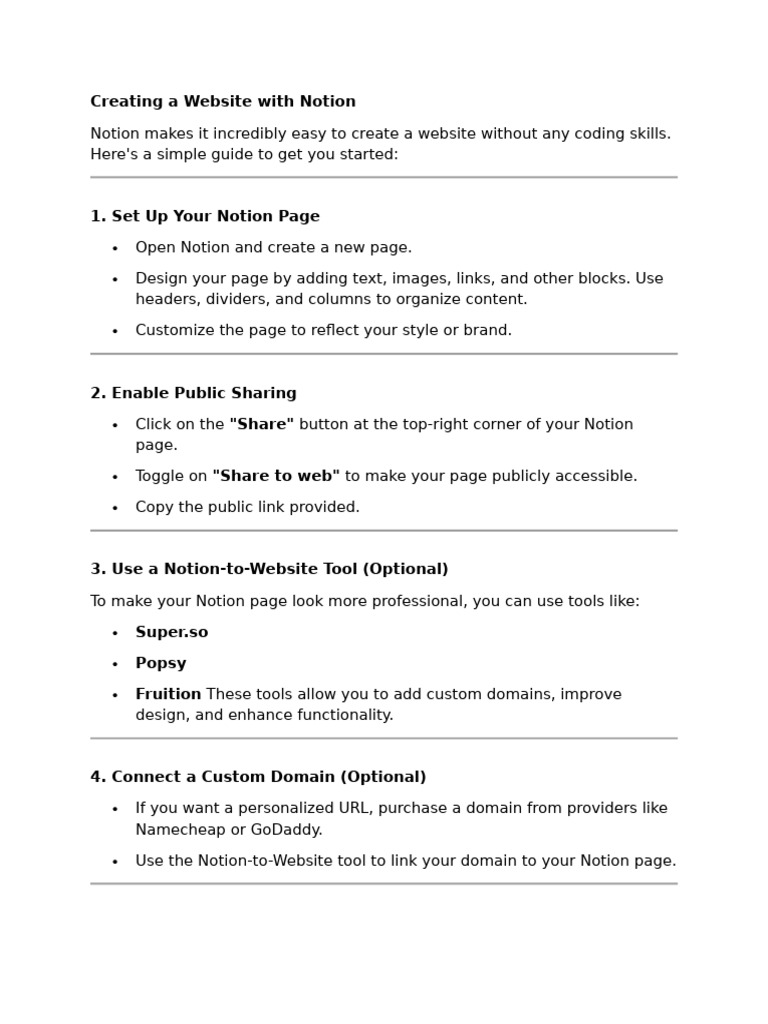 Creating A Website With Notion | PDF