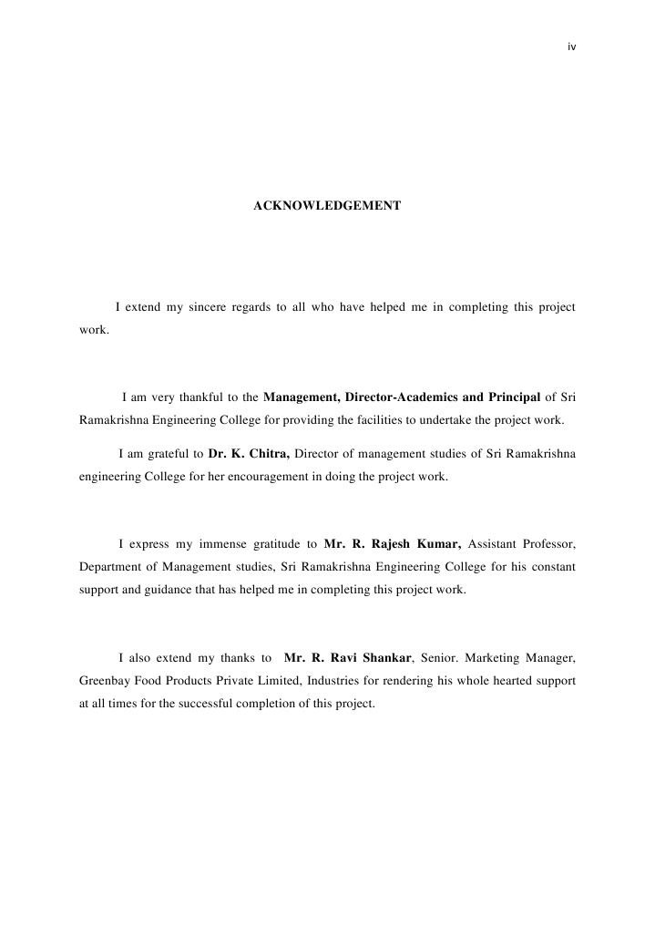 Academic Project Acknowledgements | PDF