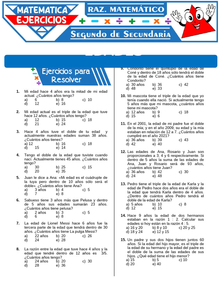 Edades para Segundo Grado de Secundaria | PDF