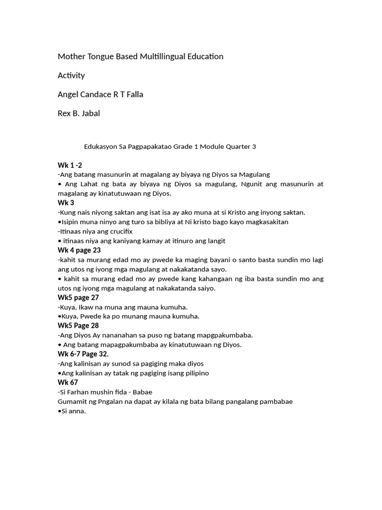 MTB Mle Activity | PDF