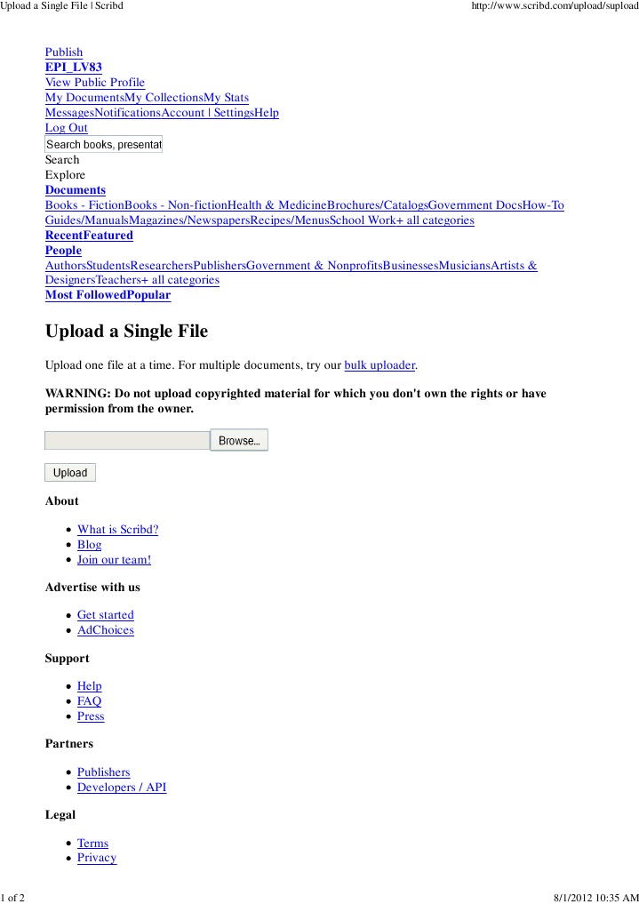 Upload A Single File - Scribd | PDF