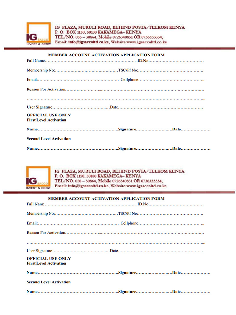 Members Account Activation Form | PDF