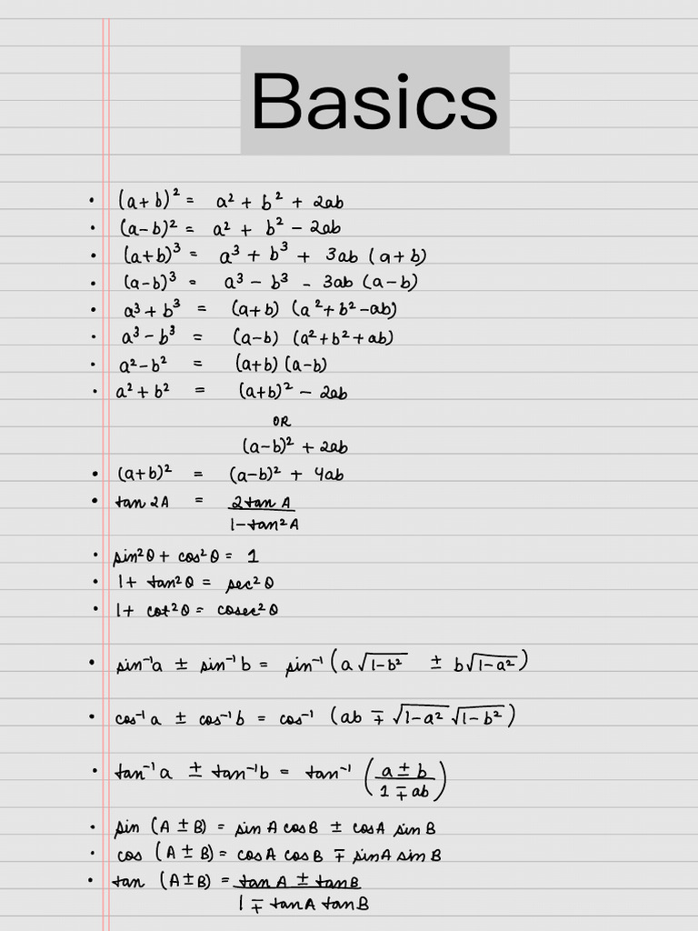 Formula Sheet (ALL Chapters) | PDF
