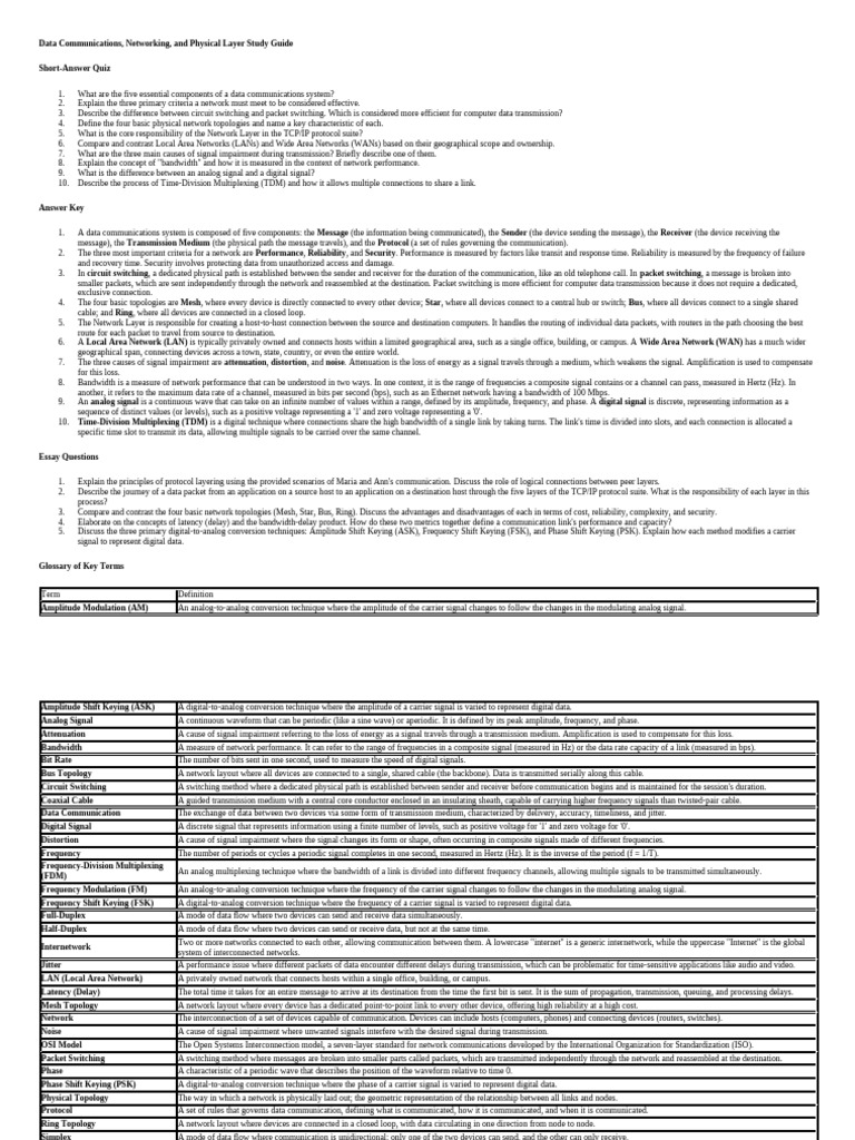 Data Communications 期中資料整理 | PDF | Computer Network | Telecommunications