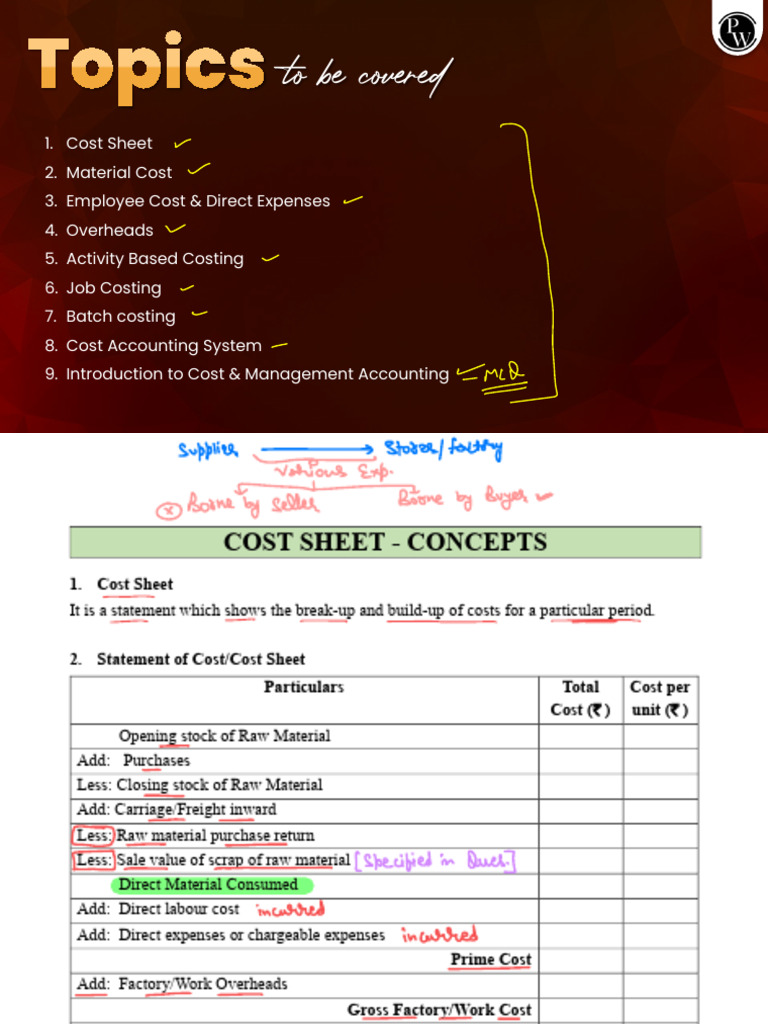 Costing Notes PW | PDF