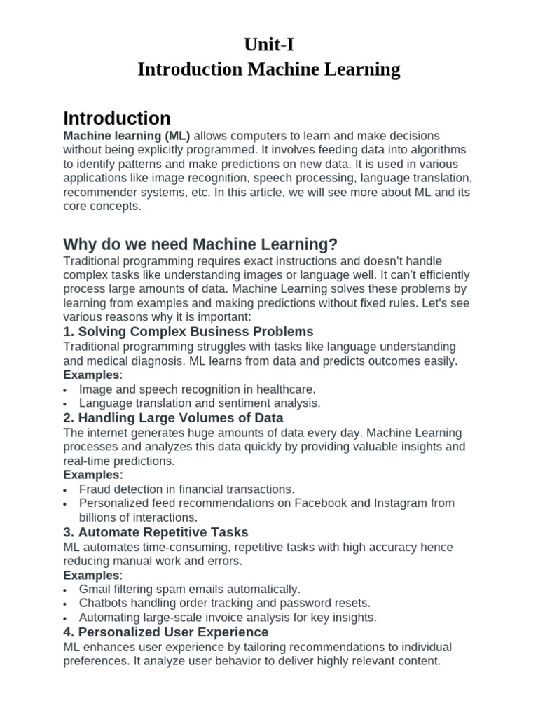 Unit I | PDF | Linear Regression | Machine Learning