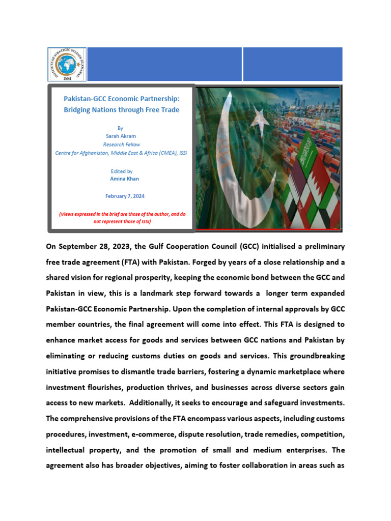 Pakistan GCC Economic Partnership | PDF | Gulf Cooperation Council ...