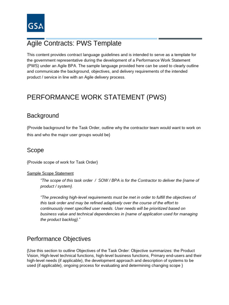 Agile Contracts Pws Template | PDF | Agile Software Development | Computing