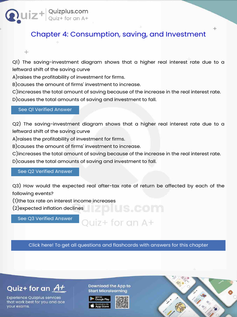 The Savinginvestment Diagram Shows That A Higher Real Interest Rate Due ...