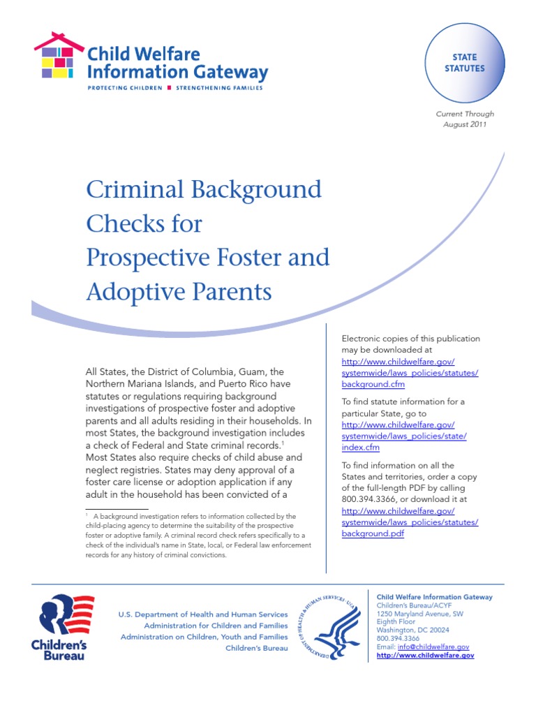 Criminal Background Checks for Foster Care | PDF | Criminal Record ...