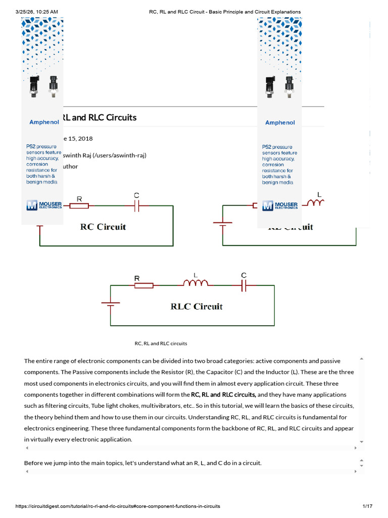 RC, RL and RLC Circuit - Basic Principle and Circuit Explanations | PDF ...