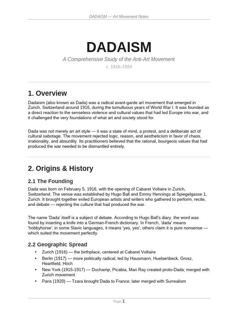 Dadaism Notes | PDF | Modern Art | Contemporary Art