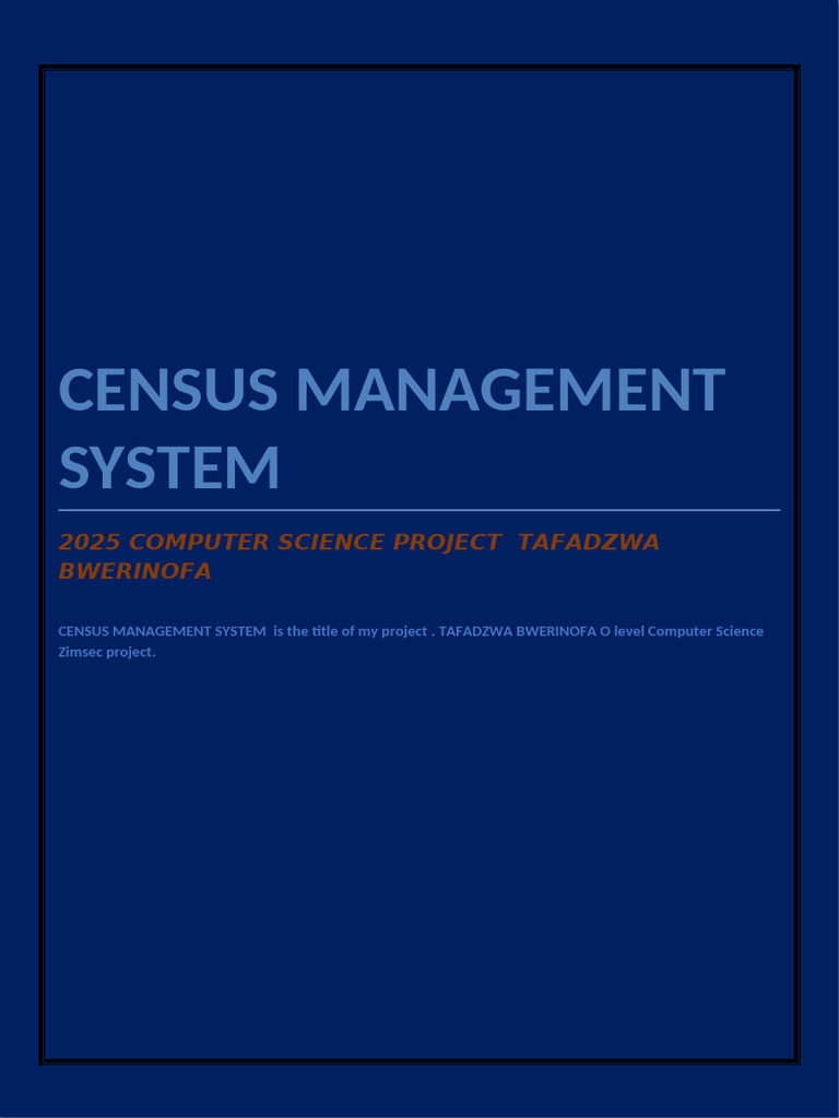 Bwerinofa Tafadzwa Computer Science Final Project | PDF | Software ...