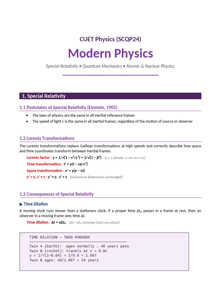 05 Modern Physics | PDF | Special Relativity | Atomic Orbital