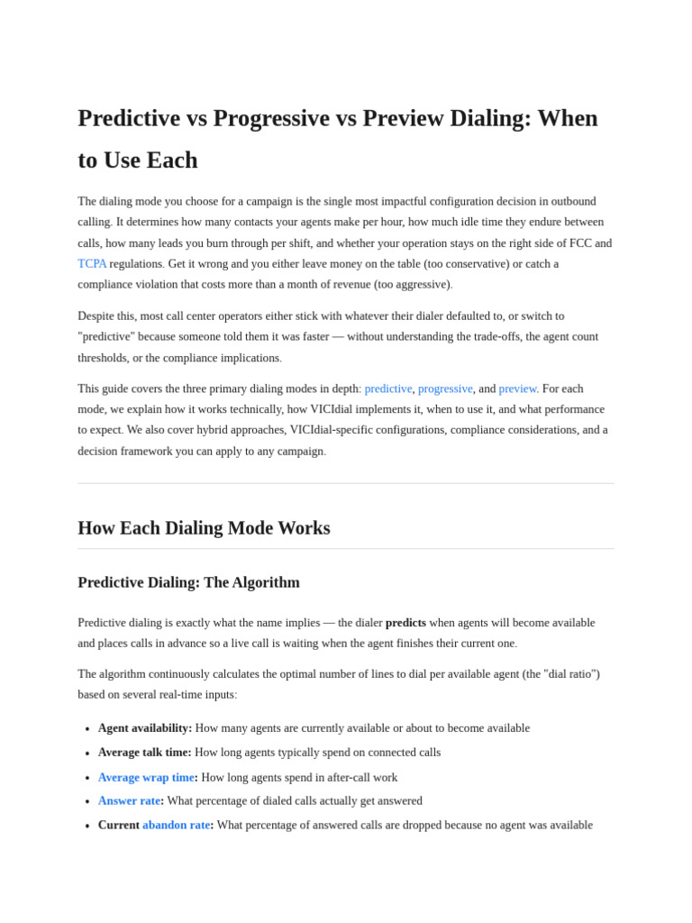 Predictive Vs Progressive Dialing | PDF