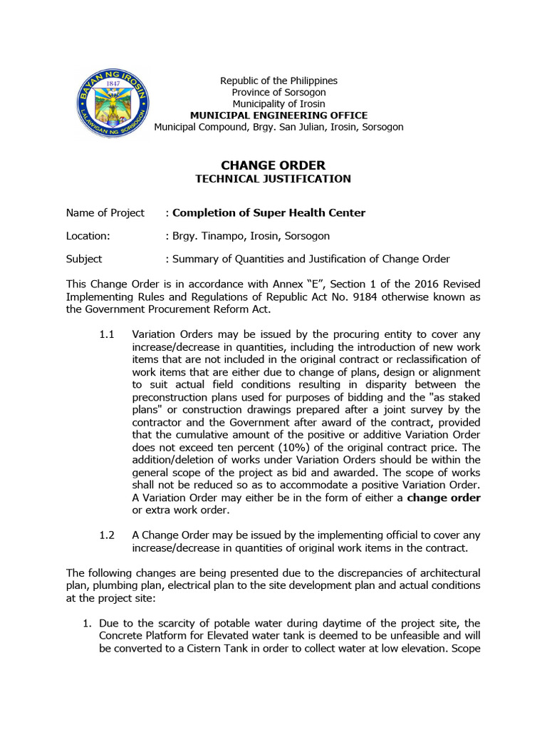 Changer Order 2 | PDF