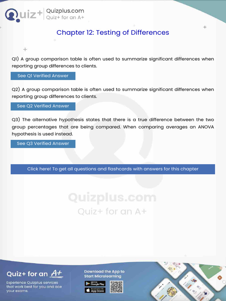 A Group Comparison Table Is Often Used To Summarize Significant ...
