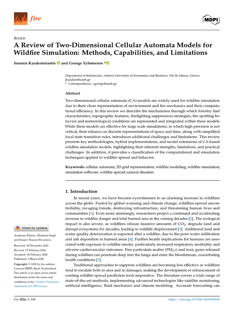 A Review of Two-Dimensional Cellular Automata Models For Wildfire ...