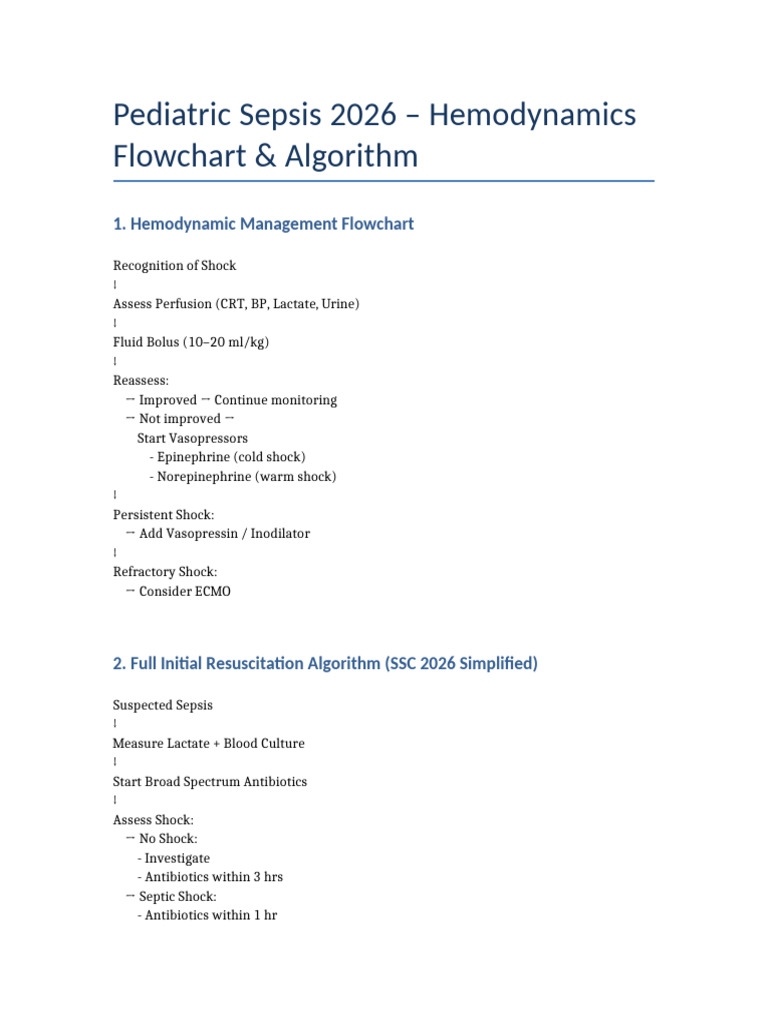 Pediatric Sepsis Flowchart | PDF