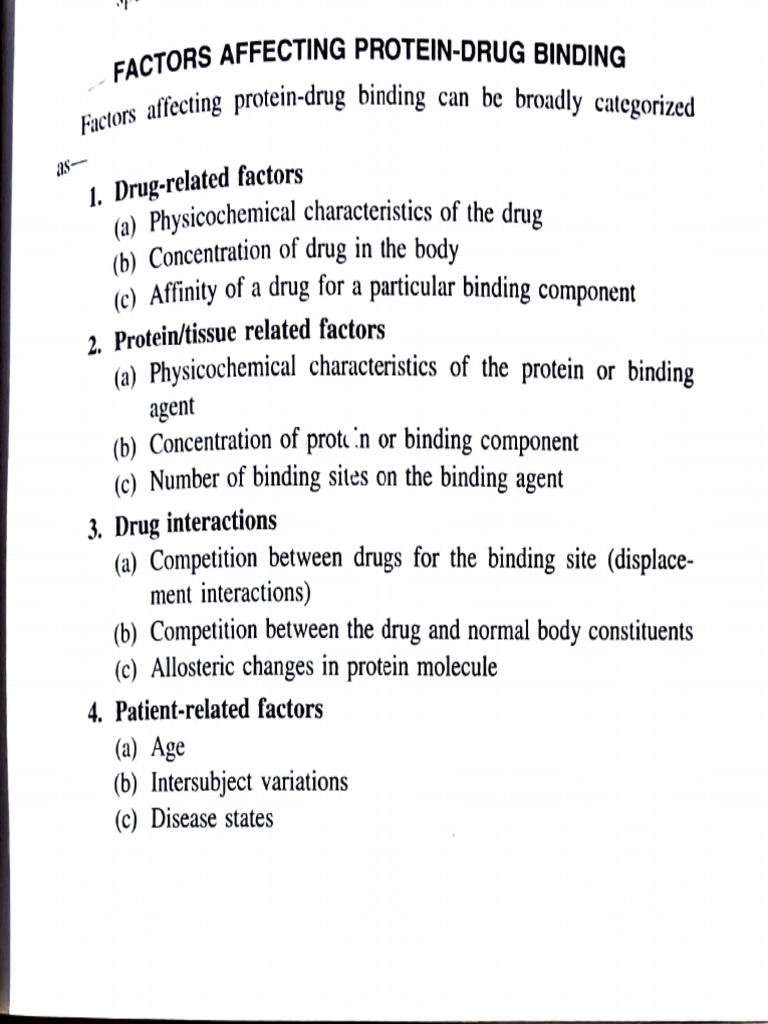 Factors Affecting Protien Drug Binding and Significance | PDF ...