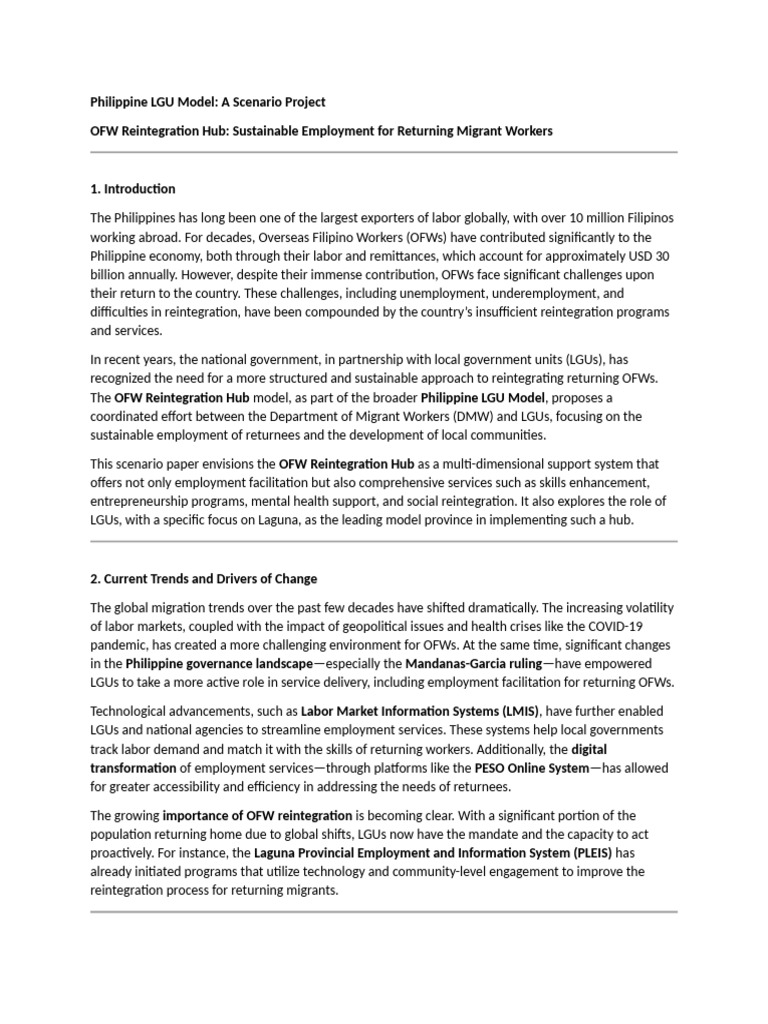 FULL PAPER - Philippine LGU Model Scenario Project | PDF | Employment ...