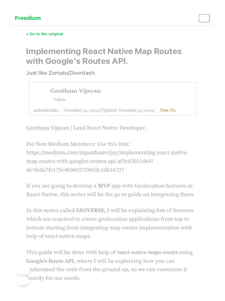 Implementing React Native Map Routes With Google's Routes API. - by ...