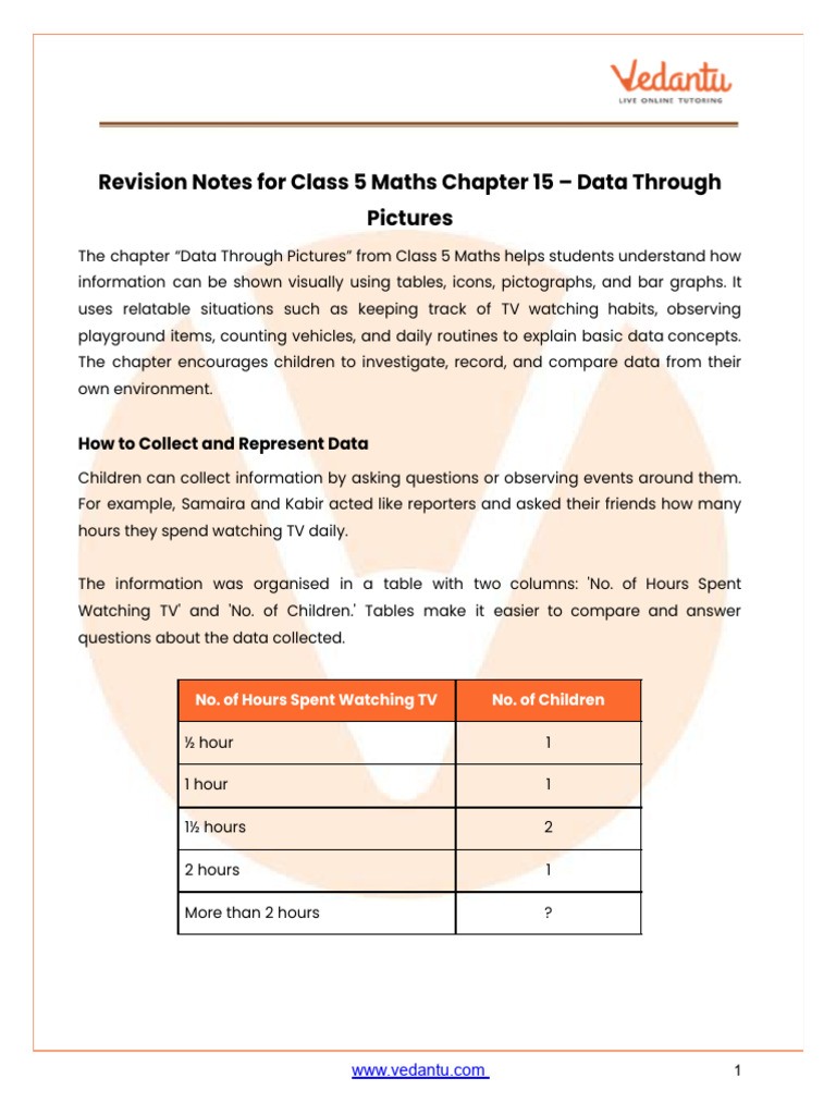 CBSE Notes Class 5 Maths Chapter 15 - Free PDF | PDF