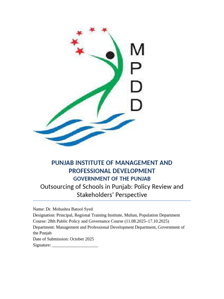 IRP Outsourcing of Schools in Punjab 4500 FINAL POLISHED | PDF ...