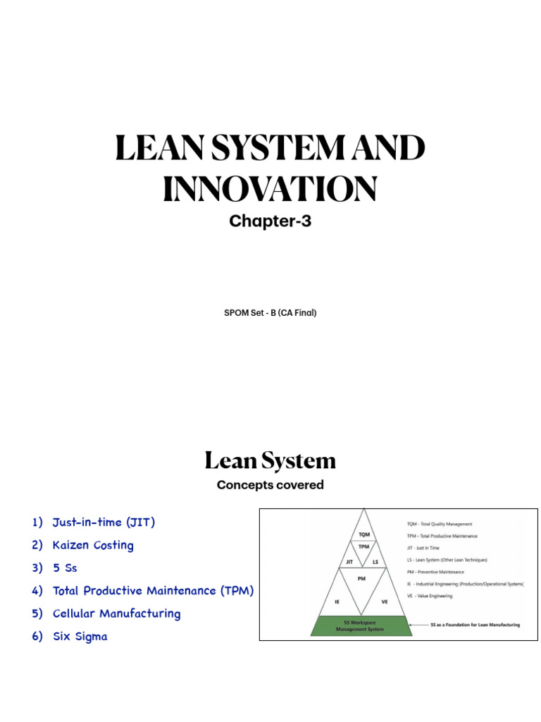 Lean System and Innovation Notes PDF | PDF | Lean Manufacturing | Six Sigma