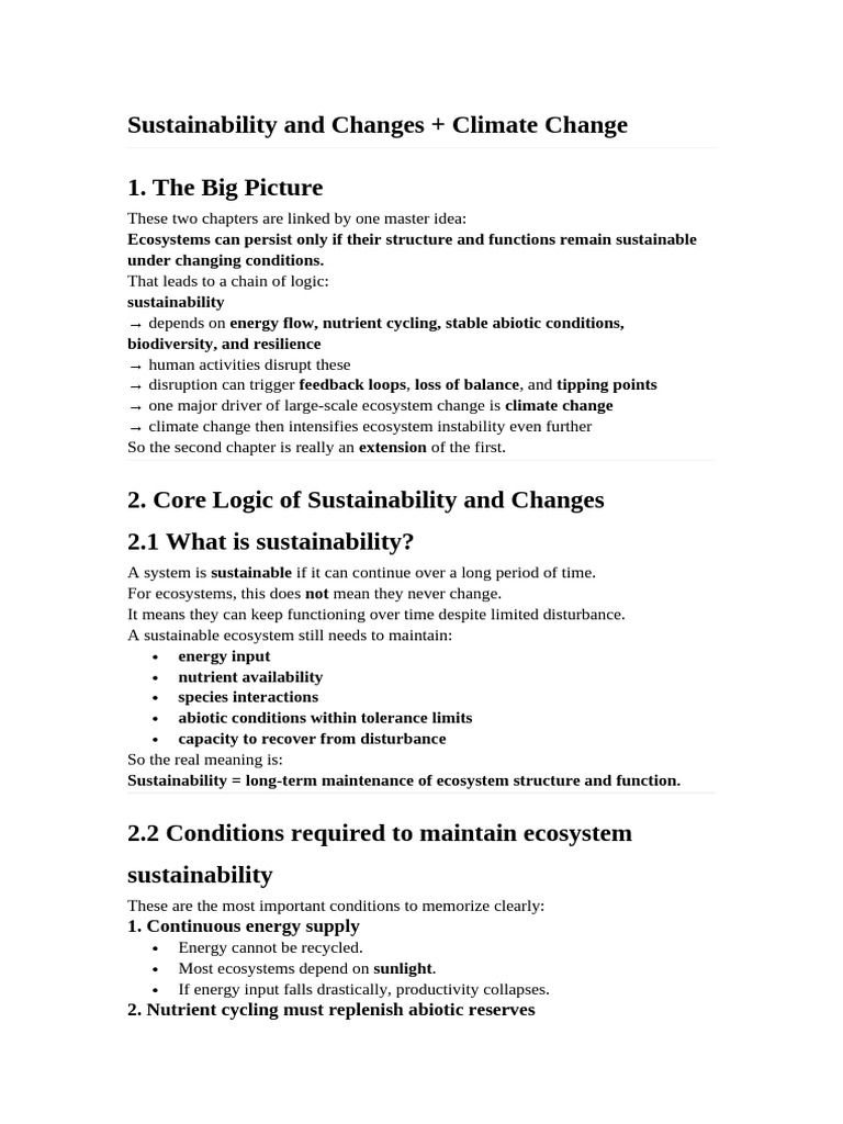 Sustainability and Changes + Climate Change 1. The Big Picture | PDF ...