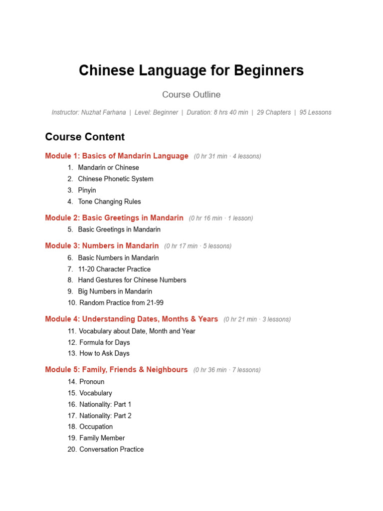 Chinese Language For Beginners | PDF | Mandarin Chinese | Chinese Language