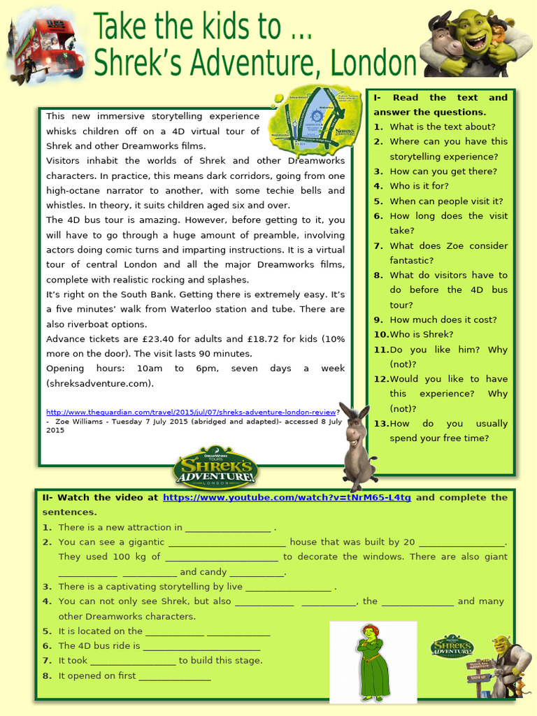 Take The Kids To Shreks Adventure Conversation Topics Dialogs Reading ...