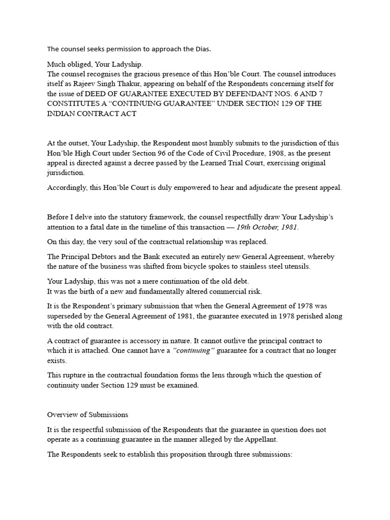 Contracts Speech | PDF | Guarantee | Surety