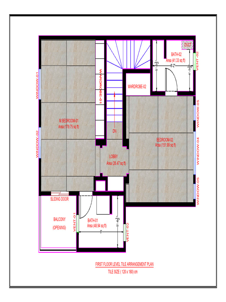 VILLA - First Floor Tile Arrangement Plan | PDF | Building Engineering ...