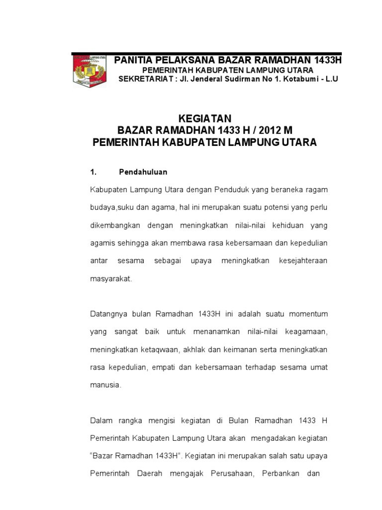 Proposal Bazar Ramadhan Berikut adalah contoh proposal pengajuan dana, permohonan, bantuan maupupun permintaan format penulisan contoh proposal pengajuan dana. proposal bazar ramadhan